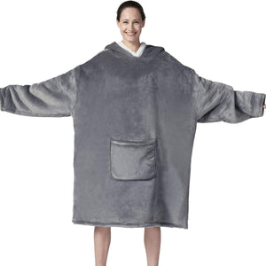 Wearable Blanket Sherpa Oversized Sweatshirt with Hoodie, Soft Warm Flannel Fleece Throw Blankets Sweatshirt with Sleeves and Pocket, One Size Fits All (Grey, Medium)…