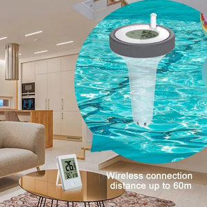 Wireless Floating Pool Thermometer Swimming Bath Water SPA Aquariums Digital LCD Temperature Monitor Clock Remote Sensor 60M