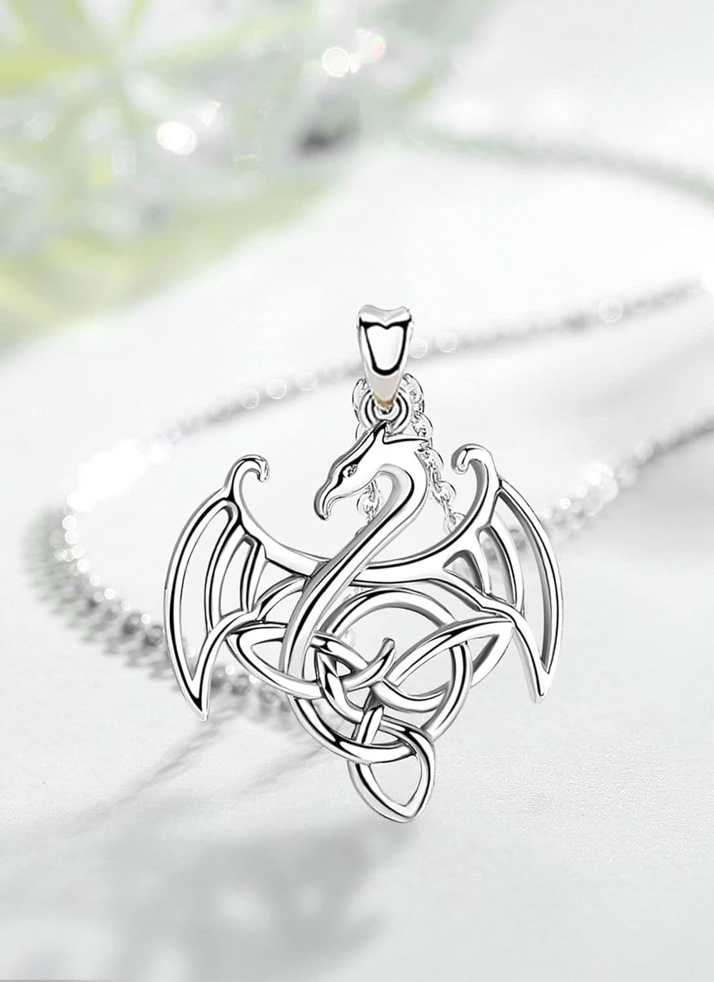 Dragon Necklace for Women Sterling Silver Dragon Jewelry Dragon Pendant Celtic Dragon Gifts for Mother Daughter Sister Wife