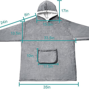 Wearable Blanket Sherpa Oversized Sweatshirt with Hoodie, Soft Warm Flannel Fleece Throw Blankets Sweatshirt with Sleeves and Pocket, One Size Fits All (Grey, Medium)…