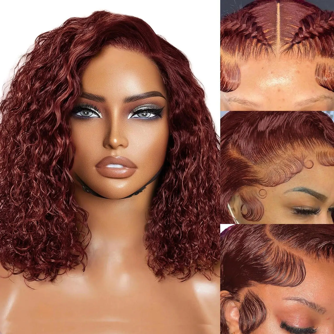 180% Density Copper Red 13x4 Glueless Human Hair Wig Colored Reddish Brown Curly Lace Front Wigs Human Hair Pre Plucked 28inch
