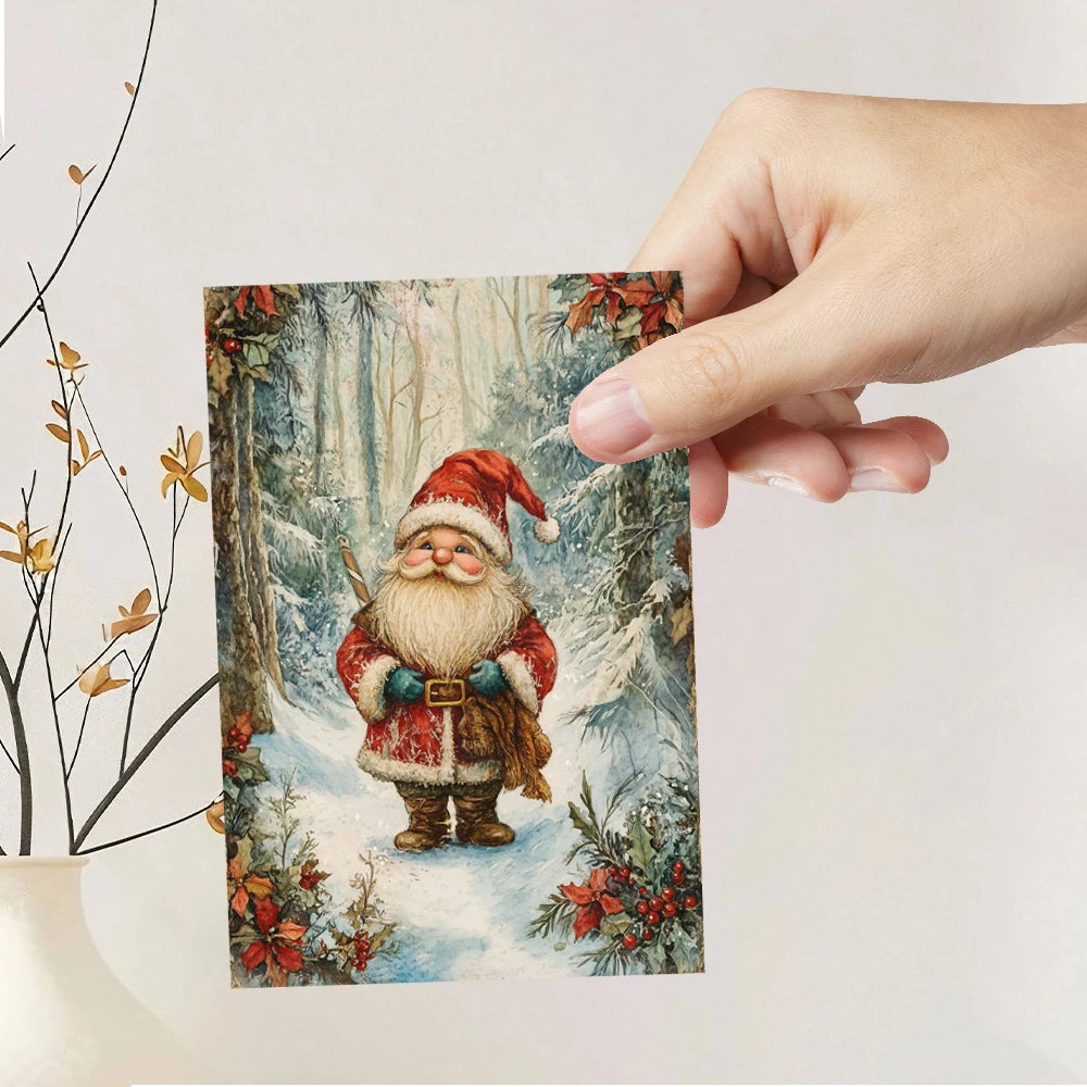 32pcs, Christmas gnome postcard, cute and retro, birthday/anniversary gift, collectible, suitable for gift-giving, can be mailed