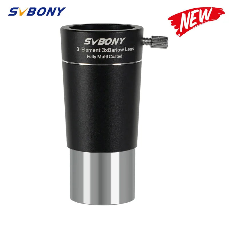 SVBONY SV213 1.25" 3x Barlow Lens 3-Element for Planetary Lunar Imaging Visual Observing