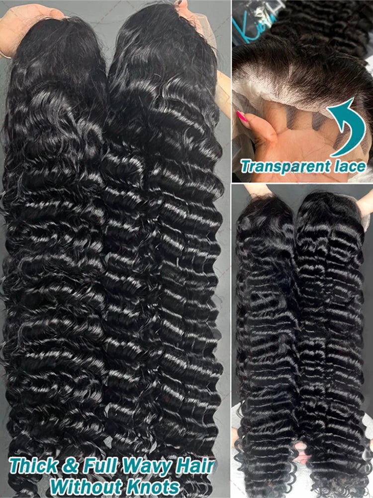Lakeisha Loose Deep Wave 13x6 Lace Front Human Hair Wigs 30 40 Inch Black Wig Nature Water Wave 13x5 Lace Frontal Wig For Women