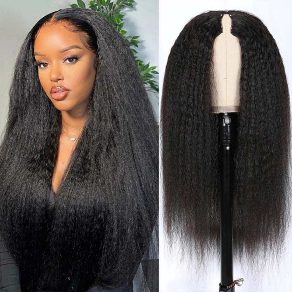 30 Inch Kinky Straight Wig 13x6 HD Lace Front Human Hair Wigs 250% Brazilian Remy Hair Wigs for Black Women Girls Daily Use Wigs