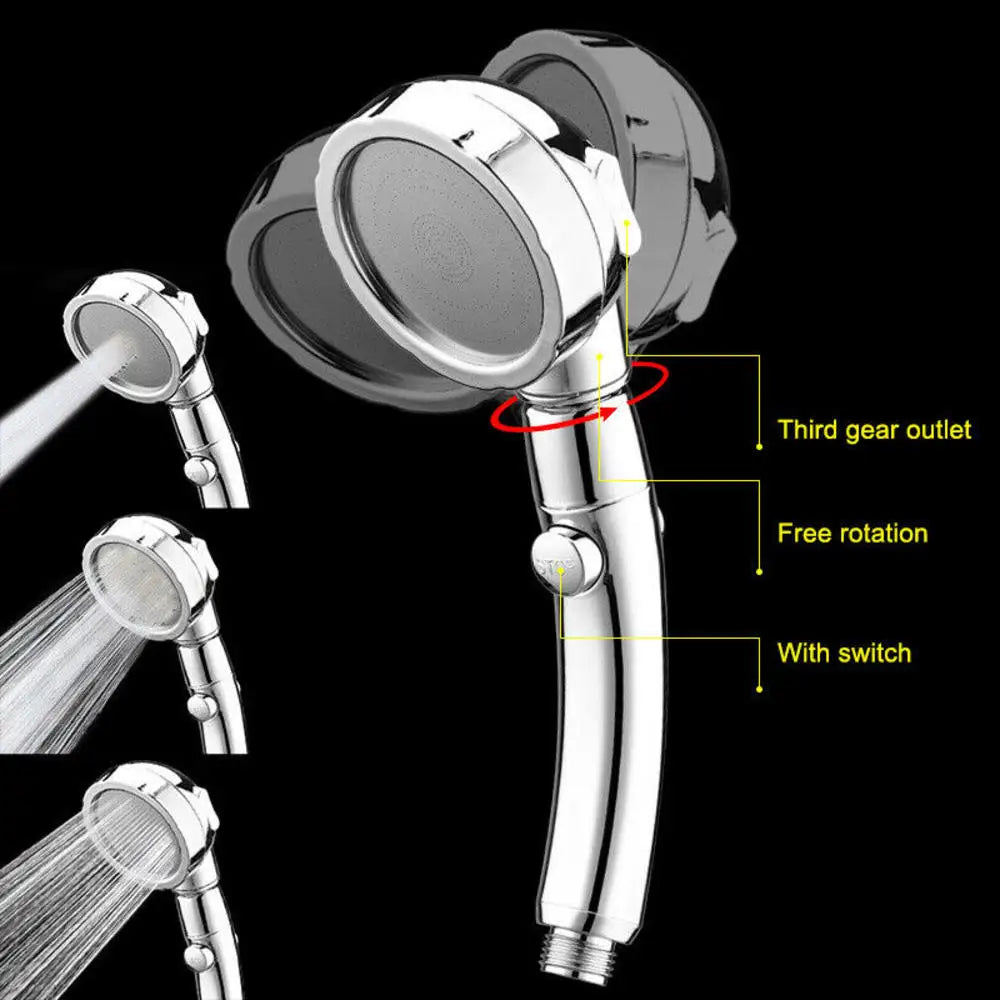 3 Modes Large Flow Rainfall Supercharge Shower Head Silver High Pressure Water Saving Spray Nozzle Shower Bathroom Accessories