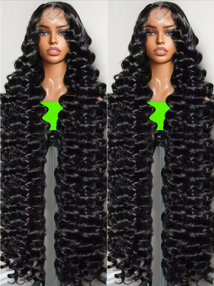Lakeisha Loose Deep Wave 13x6 Lace Front Human Hair Wigs 30 40 Inch Black Wig Nature Water Wave 13x5 Lace Frontal Wig For Women