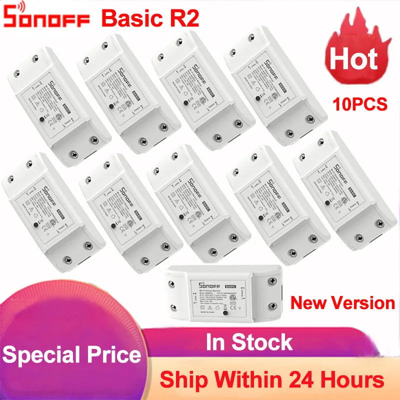 Sonoff Basic R2 Smart Home Wifi Switch Wireless Remote Control Light Timer Switch DIY Modules via Ewelink APP Work with Alexa