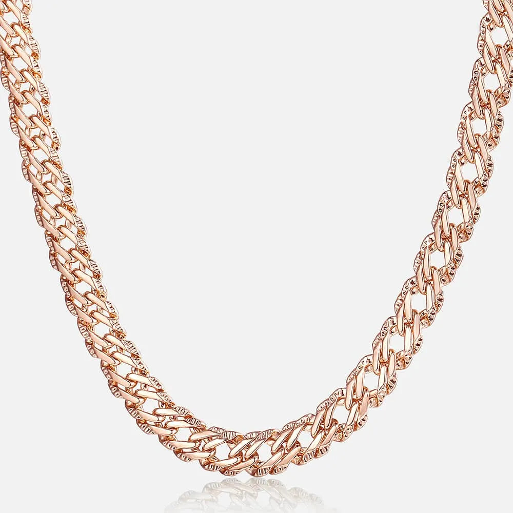 Trendsmax Necklaces for Women Men 585 Rose Gold Color Venitian Curb Link Chain Necklace 45cm 55cm 60cm Fashion Jewelry KGN453