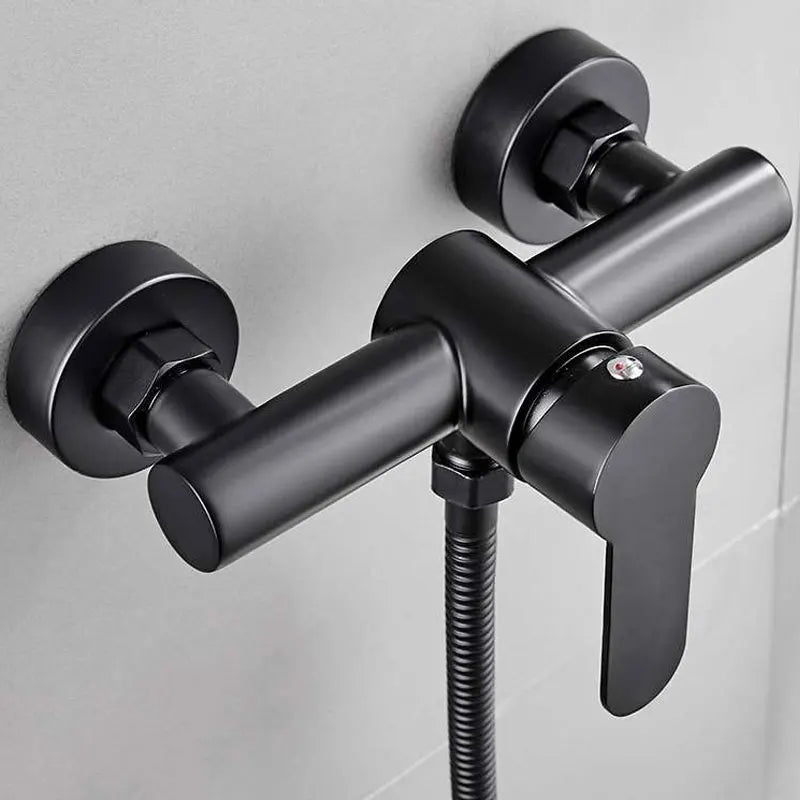 Black 304 Stainless Steel Bathroom Shower Faucets Triple Bathtub Faucet Hot and Cold Water Mixer Valve Nozzle Tap Wall Mounted