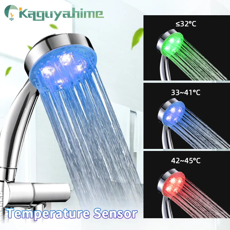 =(K)= Water Faucet LED Colorful Shower Head Accessories Glow Tap Nozzle For Bathroom Kitchen Temperature Control Light 3 Colors