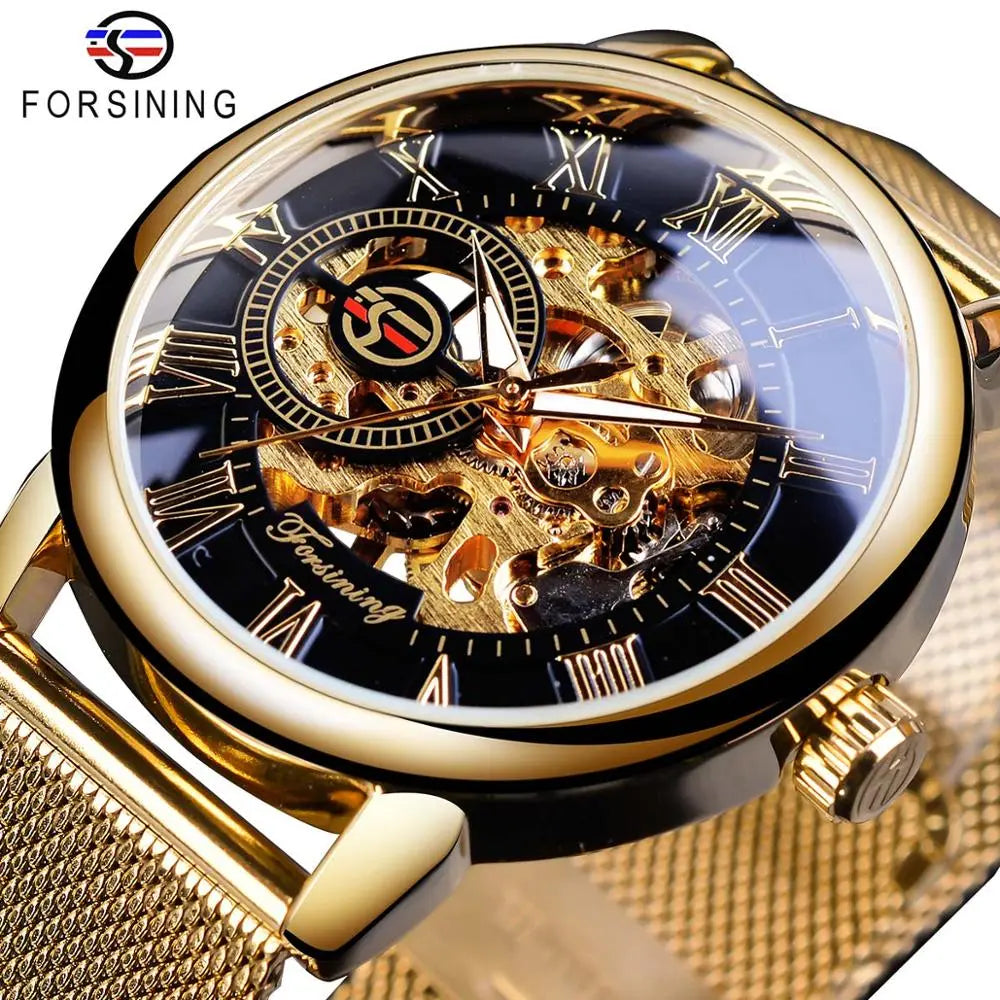 Forsining Transparent Case 2017 Fashion 3D Logo Engraving Men Watches Top Brand Luxury Mechanical Skeleton Wrist Watch Clock Men