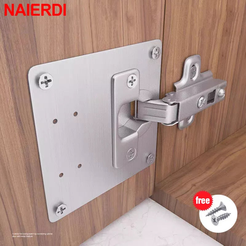 NAIERDI Stainless Steel Furniture Cabinet Door Hinge Repair Plate Drawer Window Door Door Panel Connection Repair Plate Hardware