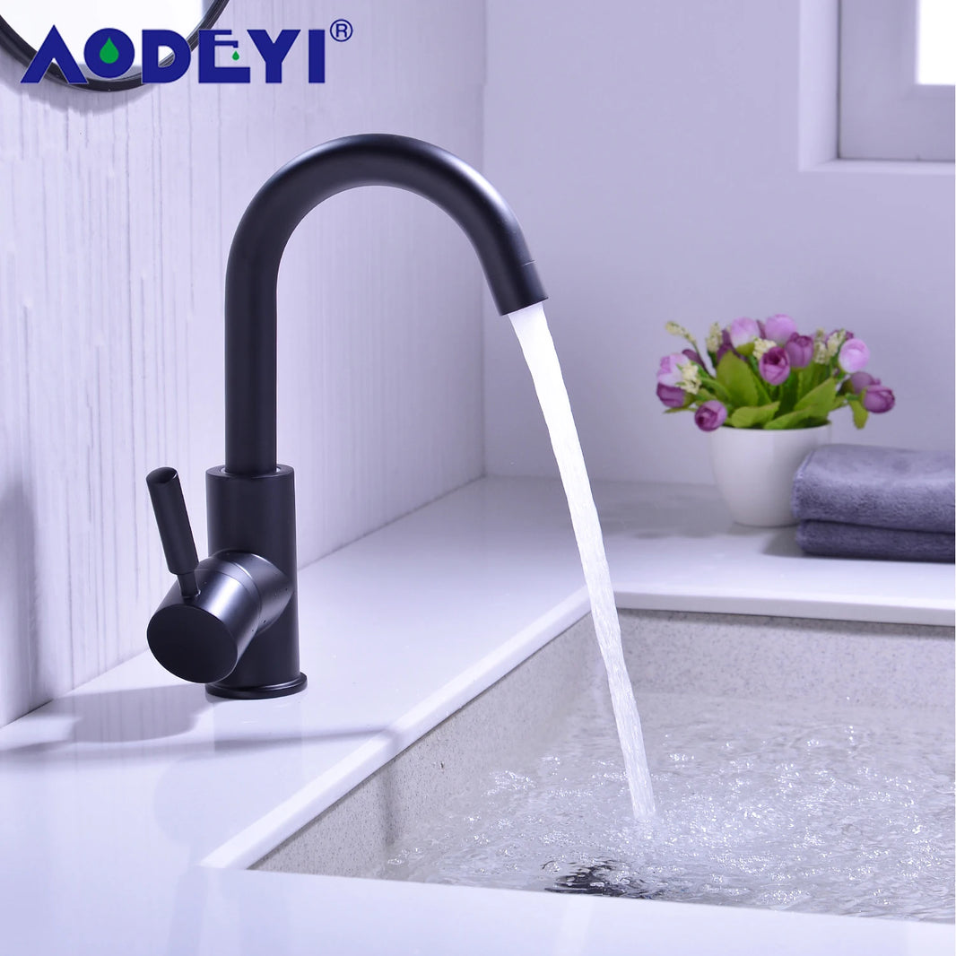 Brass Black Bathroom Basin Faucet Cold And Hot Water Mixer Sink Tap Nickel Brushed Gold Rose Bronze Taps with Pop Up Drain