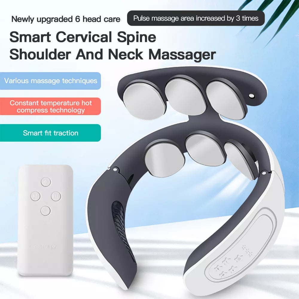 Electric Heating Neck Massager TENS Pulse Back Cervical Spine Pain Relief electroestimulador EMS Kneading Massager Acupuncture