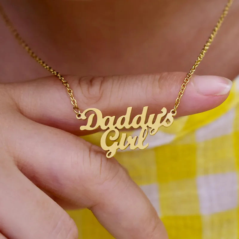 Daddy's Girl Pendant Necklace For Babygirl Stainless Steel Collier Femme Kids Daddy Gift Fathers Day Family Jewelry Men Choker
