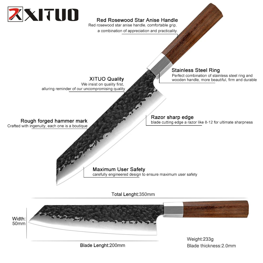 XITUO 8 Inch Kiritsuke Knife Octagon Handle Japanese Gyuto Knives Kitchen Chef pro Sharp Blade Salmon Tool New Gift