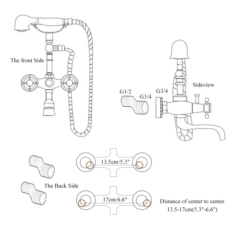 ULGKSD Antique Bronze Bathtub Shower Faucet W/ Brass Spray Wall Mount Hot and Cold Water Mixer Tap Para Bath Shower