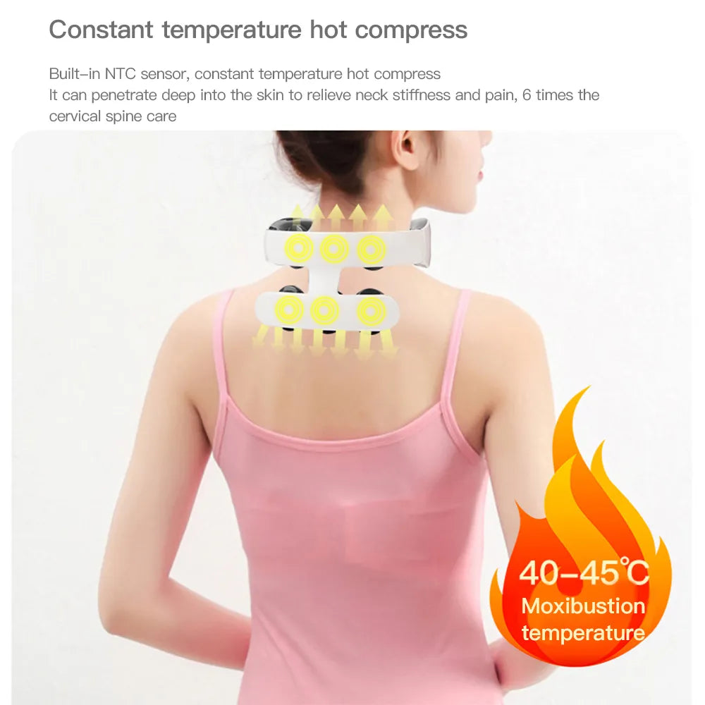 Electric Heating Neck Massager TENS Pulse Back Cervical Spine Pain Relief electroestimulador EMS Kneading Massager Acupuncture