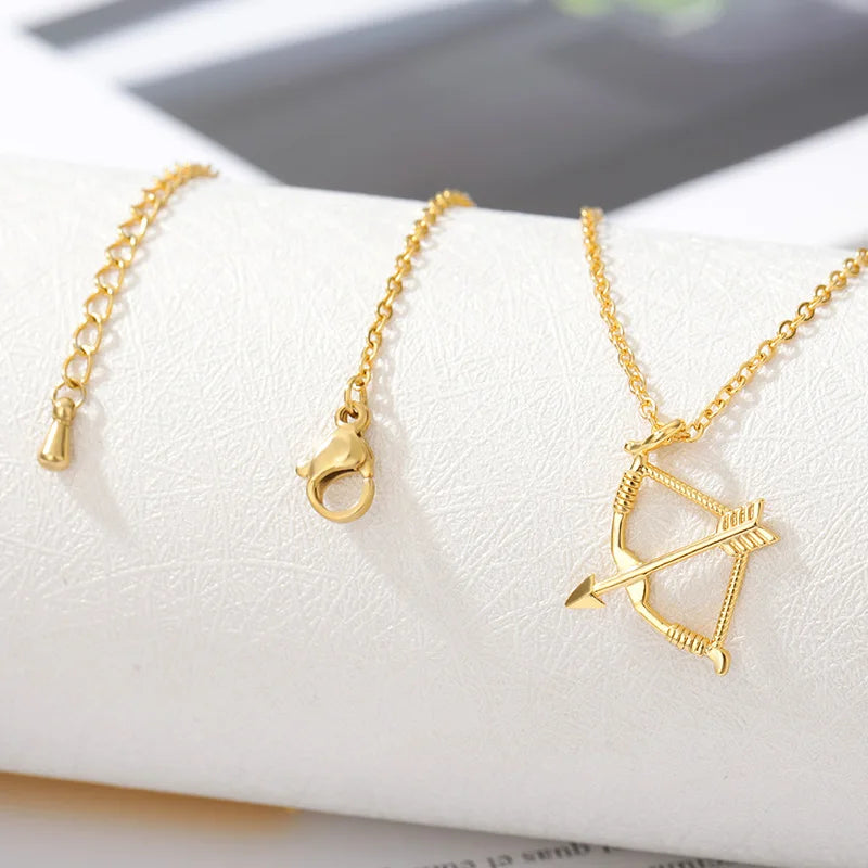 2023 New Fashion Bow and Arrow Necklaces For Women Men Collares Chain Stainless Steel Archery Necklace Christmas Gift Jewelry
