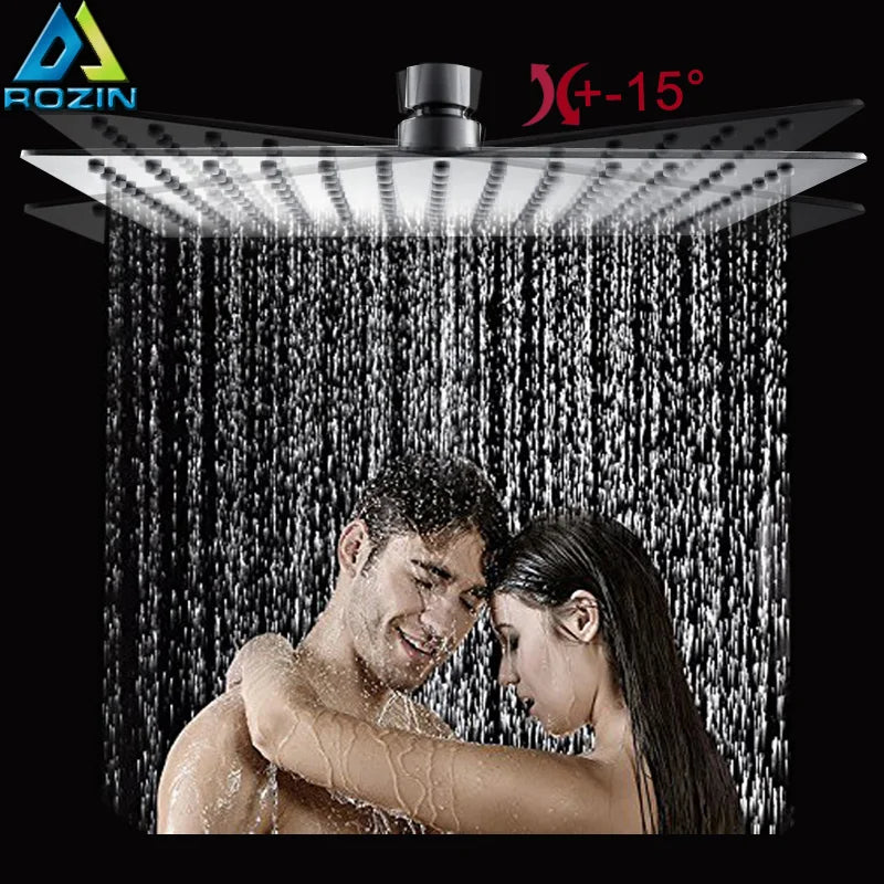 Stainless Steel Ultrathin Shower Head 16" Rainfall Shower Faucet Head Chrome Bathroom Large Flow Showerhead Faucet Accessory