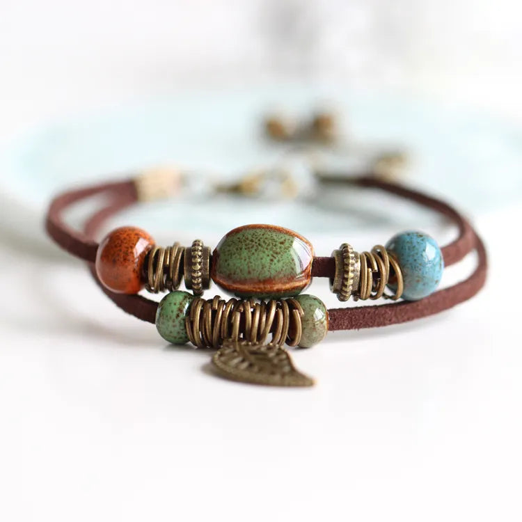 National Wind Restoring Ancient Ways Is The High Temperature Glaze Ceramic Handmade Trinkets Women's Fashion  Bracelets #1077