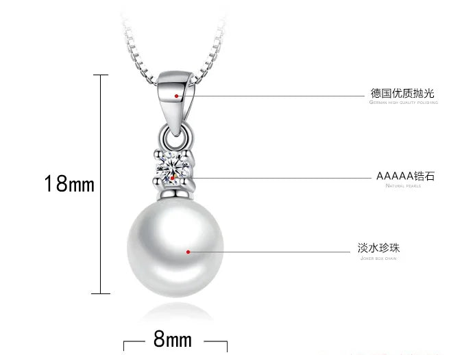 Silver Color  Necklace Drilling Of Zircon Pearls No Chain Necklaces & Pendants For Women Fine Jewelry Collares  VNS8021