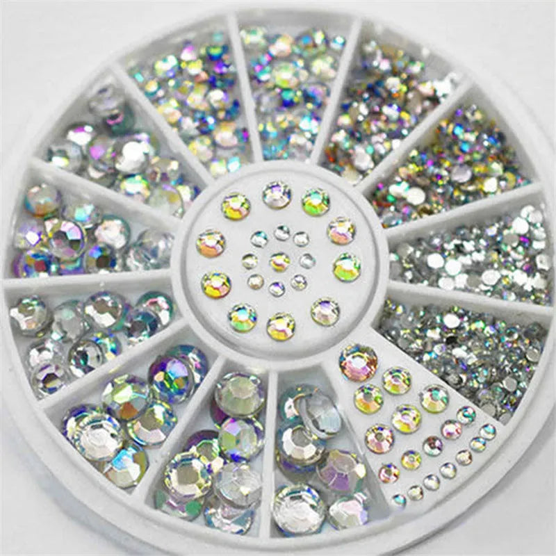 2mm/3mm/4mm/5mm AB Acrylic Diamond Nail Glitter Rhinestones Crystal DIY Nail Art Decorations Manicure Accessories Tools