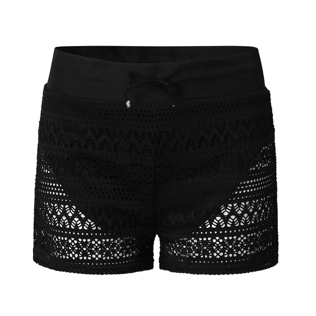 Sexy Black Mesh Shorts Women's Swimming Trunks Plus Size Lace Swimsuit Bottom Swim Shorts Ladies High Waist Shorts шорты женский