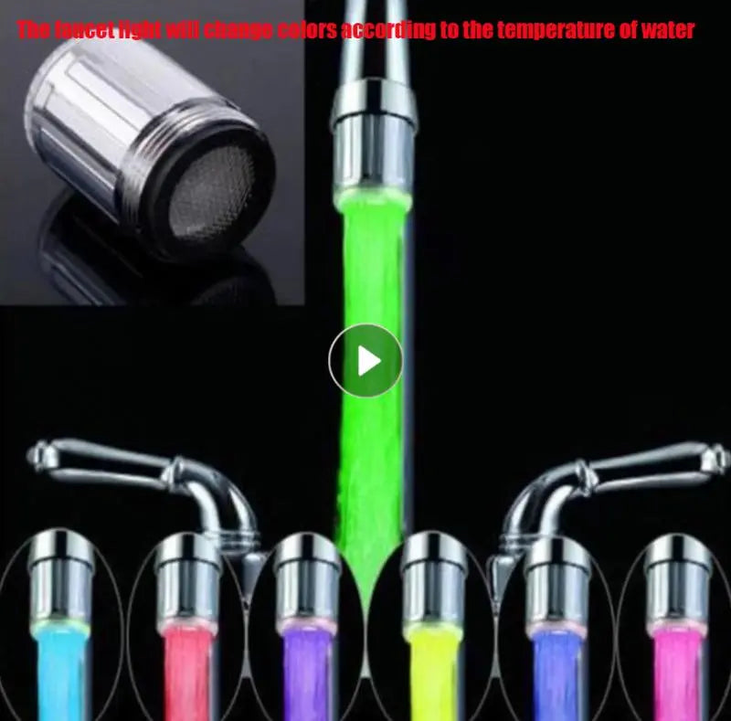 7Color LED Light Water Faucet Tap Creative Glow Lighting Shower Spraying Faucet Luminous Faucet Nozzle Head For Kitchen Bathroom