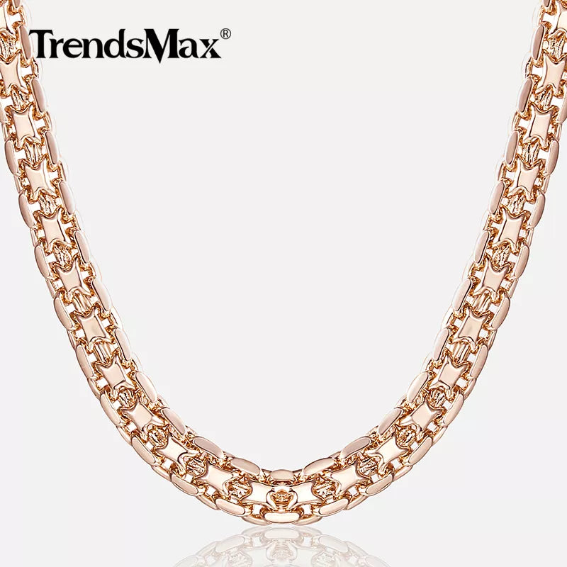 5mm Necklaces for Women Girls 585 Rose Gold Color Bismark Link Chain Women's Necklace Fashion Jewelry Gifts 45cm 50cm GN452