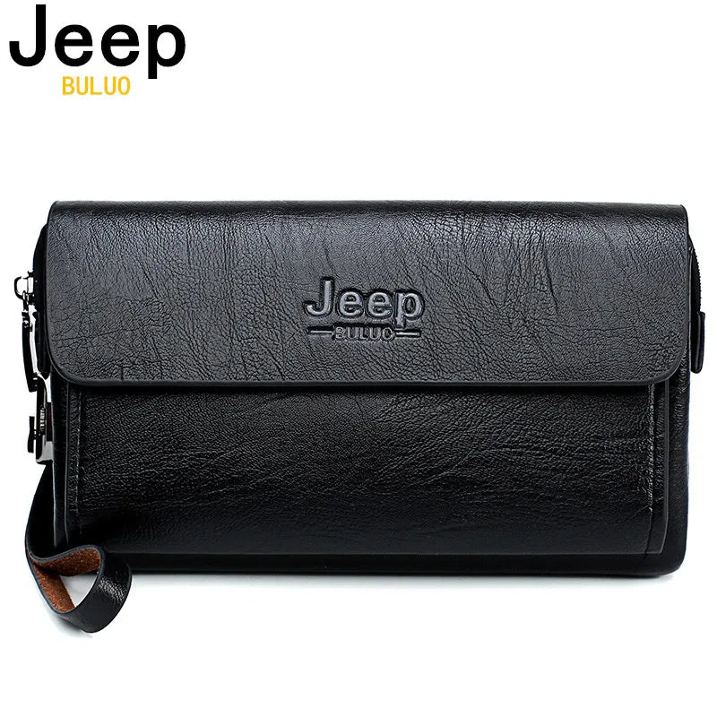 JEEP BULUO Famous Brand Men's Handbag Day Clutches Bags Luxury For Phone and Pen High Quality Spilt Leather Wallets Hand Bag