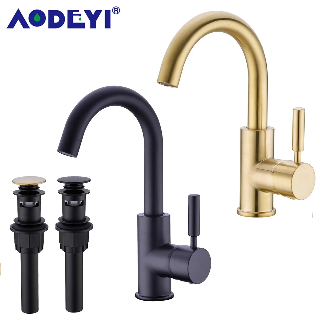 Brass Black Bathroom Basin Faucet Cold And Hot Water Mixer Sink Tap Nickel Brushed Gold Rose Bronze Taps with Pop Up Drain