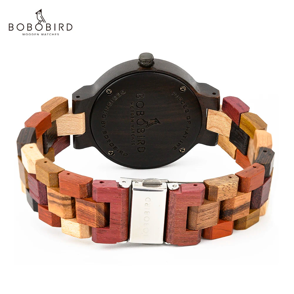 BOBO BIRD Luxury Wood Couple Watches for Men Watch Auto Date Man Watch for Women Handmade Quartz Wristwatch Relogio Masculino