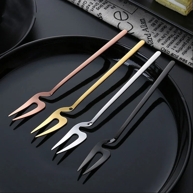 Stainless Steel Fruit Forks Pickle Forks Cocktail Salad Dessert Cake Forks Tableware For Banquet Party Seafood Dinner