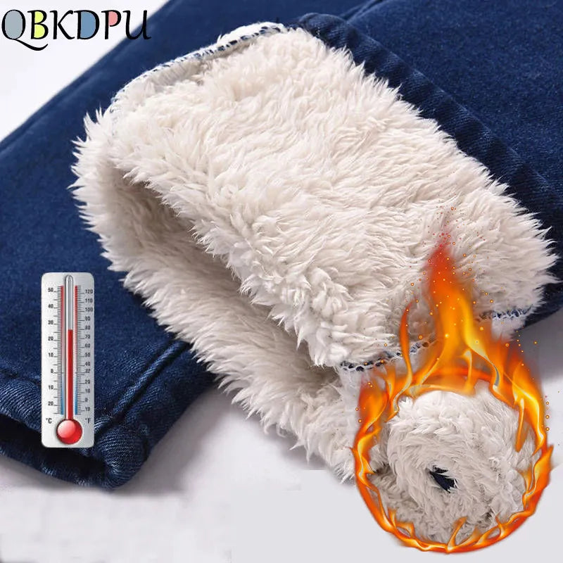 Super Warm Skinny Lambswool Jeans Women Fleece Liner High Waist Denim Pants Korean Thicken Pencil Vaqueros Add Velvet Pantalones