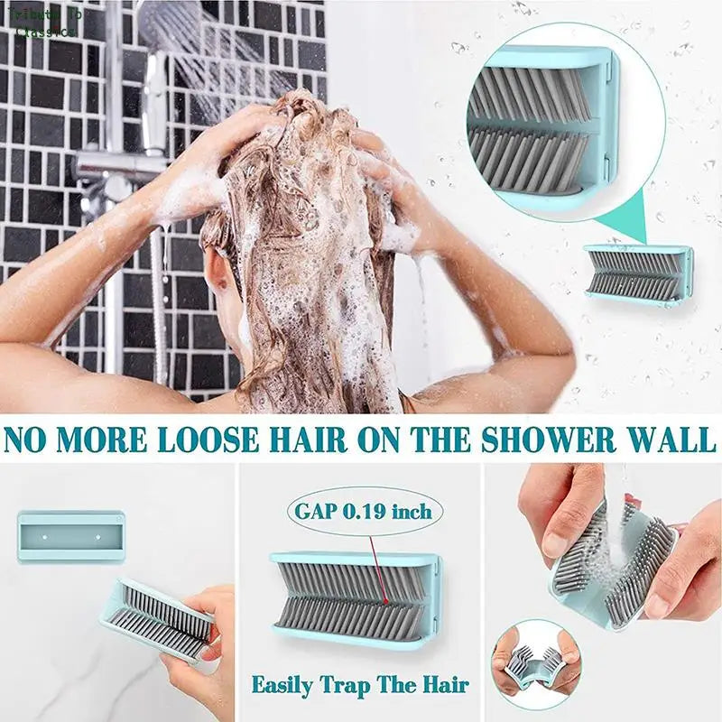 Silicone Shower Hair Catcher Wall Mounted Hair Stopper Hair Collector For Sink Bathtub Bathroom Accessories 1pc Reusable