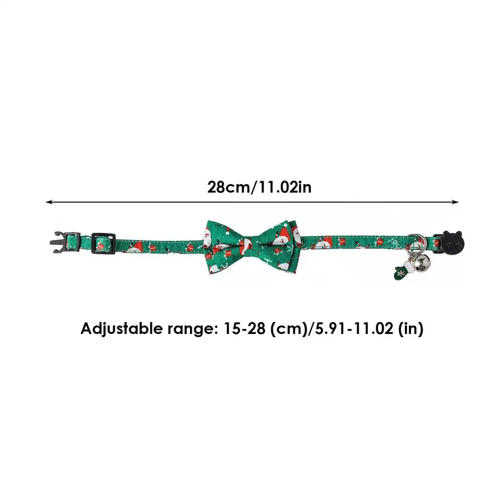 Christmas Cat Collar Breakaway Kitten Collar With Bell Adjustable Snowflake Bow Christmas Collars For Cat Thanksgiving Day