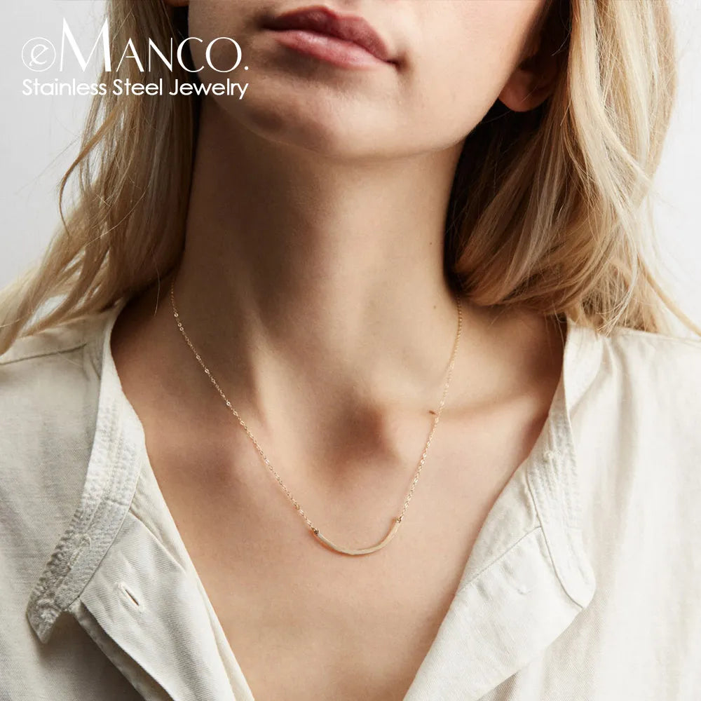 eManco Women Statement Stainless Steel Necklace for Women Simple Thin Chain Necklace Choker Necklace Luxury Designer Jewelry