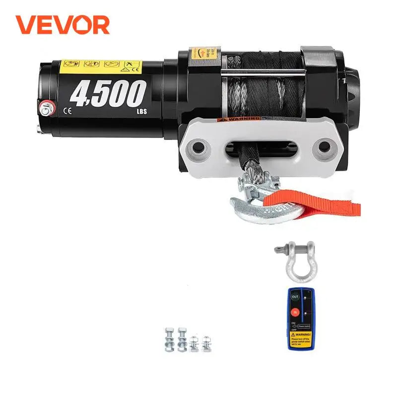 VEVOR 4500LBS 12V Electric Winch for 4X4 42.6FT Syntheic Car Trailer Ropes Towing Strap With Wireless Control ATV Truck Off Road