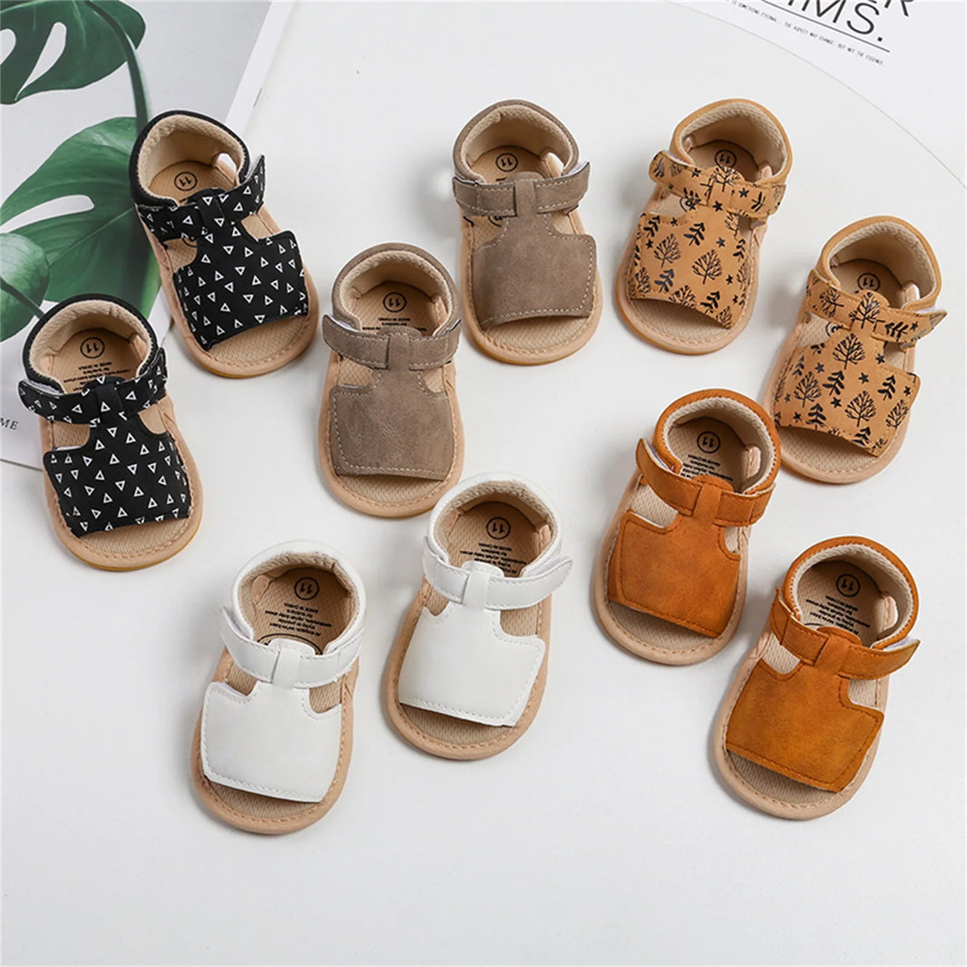 2023-04-23 Lioraitiin 0-18M Newborn Infant Baby Girls Boys Sandal PU Leather Flexible Non-slip Summer Flat Shoes