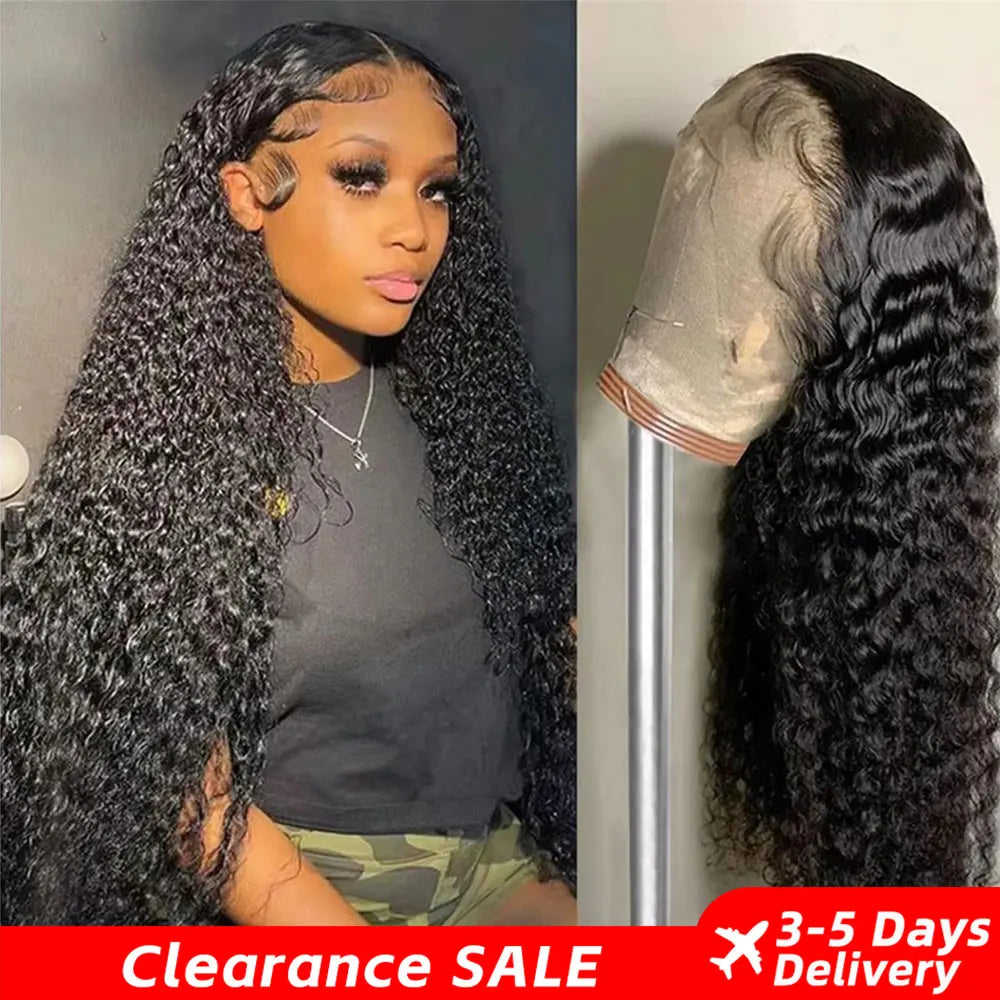 30 40 Inches Long HD Curly 13X6 Lace Frontal Wigs Curly Human Hair Wigs For Women Pre plucked Lace Front Human Hair Wigs 180%