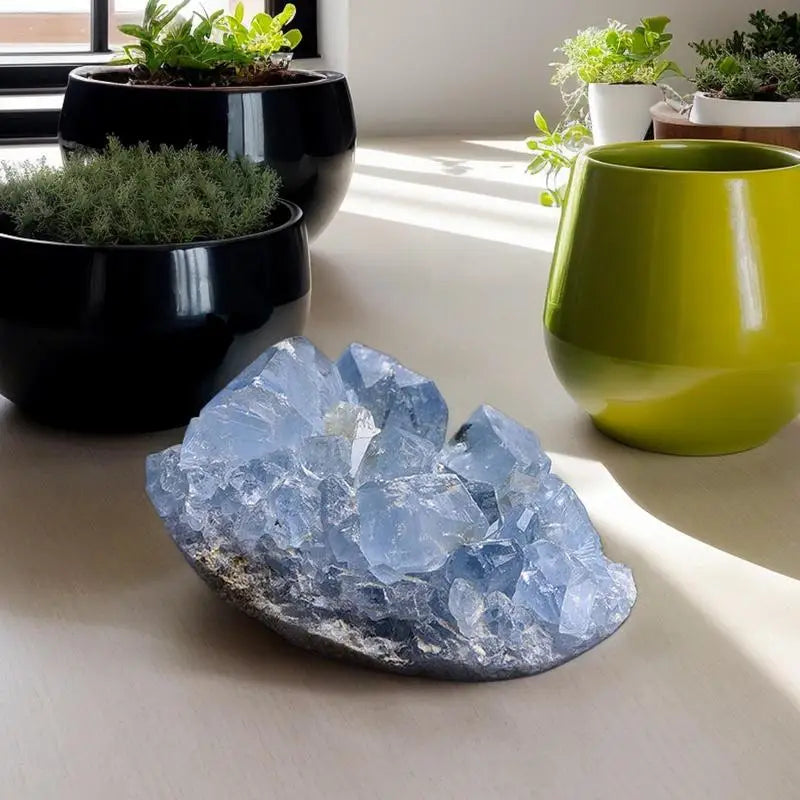1pc Natural Beautiful Celestite Crystal Raw Druzy Cluster Blue Geode Rough Mineral Specimen Home Decor