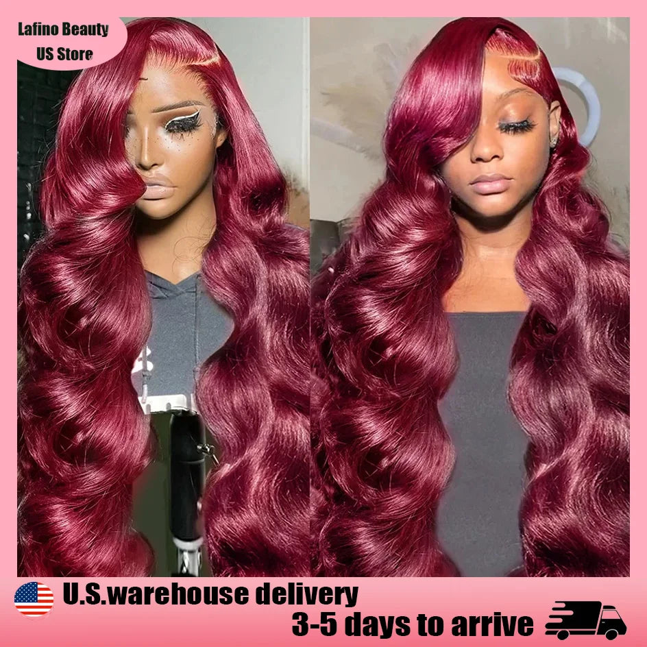 Lafino 200% Density Body Wave 13x6 Hd Lace Frontal Wig 99j Burgundy Lace Front Human Hair Wig Loose Body Wave Colored Human Hair
