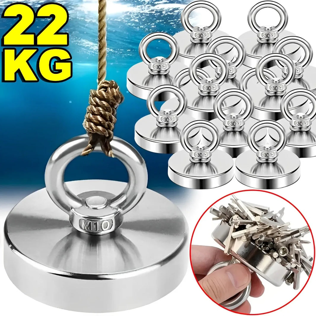 Super Strong Magnets Set Neodymium N52 Hook with Countersunk Hole Eyebolt Magnetic Hooks Salvage Searcher Fishing Magnet Kit