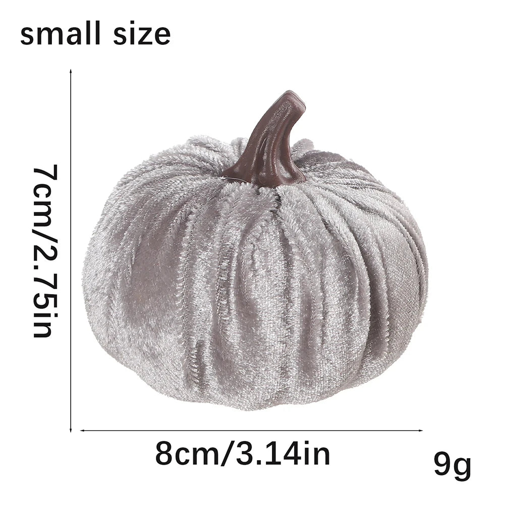 1pcs Small Velvet Pumpkins Faux Fabric Foam Pumpkin For Thanksgiving Halloween Decor Pumpkins Table Centerpiece For Wedding Deco