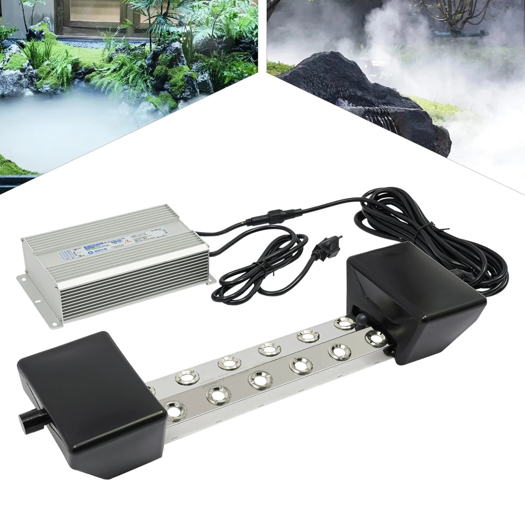 12-Head Atomizer Mist Maker Ultrasonic Atomizing Humidifier 400W Electric Garden Pond Fogger 8400ml/H Mist Humidifier with Buoys
