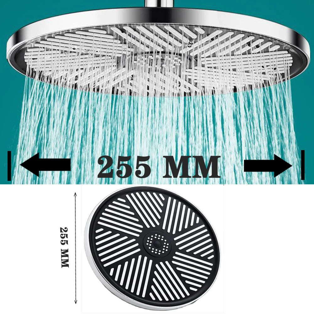 10/12 Inch Big Panel Large Flow Supercharge Ceiling Mounted Shower Head High Pressure Rainfall Spray Nozzle Abs Massage Shower