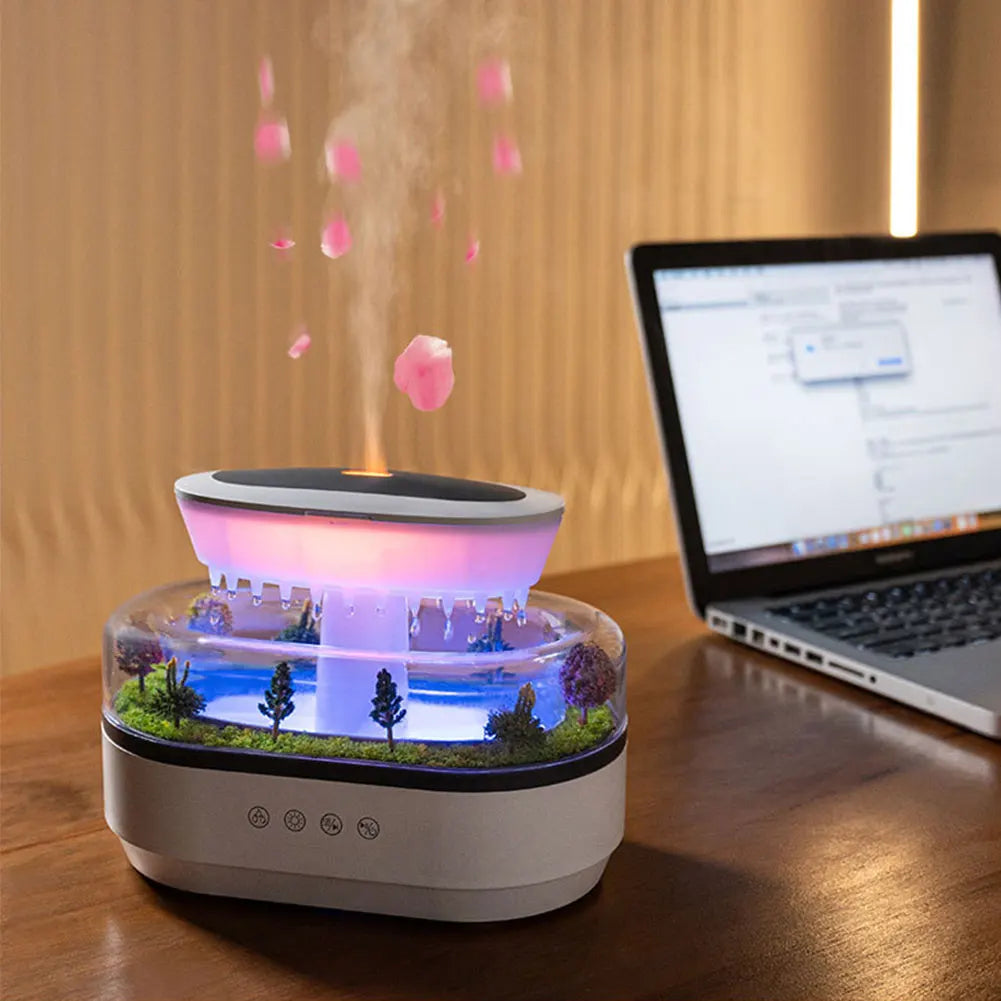 Rain Cloud Cool Mist Humidifier Water Drip Micro Landscape Aroma Diffuser with 7 Night Light Aromatherapy Diffuser for Bedroom