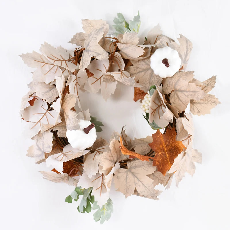 Artificial Maple Leaves Garland Pumpkin Fake Plants Autumn Fall Home Decoration Thanksgiving Halloween Christmas Wedding Decor